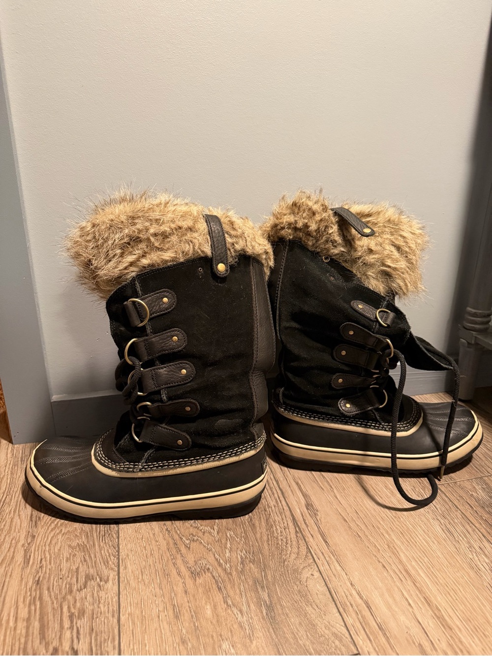 Sorel tall winter boots.